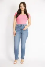 Kadın Mavi Büyük Beden 5 Cepli Kot Pantolon