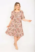 Kadın Renkli Etek Ucu Katlı Ve Kol Ağzı Volanlı Elbise 65N35326