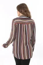 Kadın Büyük Beden Bej Dokuma Viskon Kumaş Kapalı Anvelop Bluz 65N37614