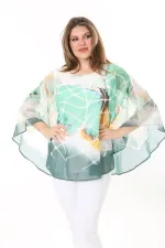 Kadın Büyük Beden Yeşil İçi Viskon Atletli Şifon Tunik 65N37912