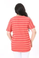 Kadın Büyük Beden Gül Kurusu Bisiklet Yakalı Kısa Kollu Bluz 65N38006