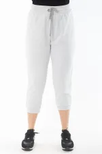 Kadın Büyük Beden Gri Kuşgözü Bağcıklı Eşofman Alt 65N37317