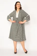 Kadın Kırmızı Dantel Detaylı Dokuma Viskon Kumaş Elbise 65N33209