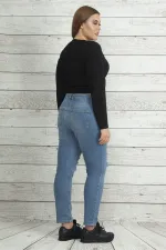 Kadın Mavi Yırtık Detaylı Kot Pantolon 65N23016