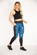 Kadın Saks Toparlayıcı Spor Tayt Pantolon 65N35240