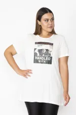 Kadın Kemik Ön Baskılı Kısa Kollu Viskon Bluz 65N27820