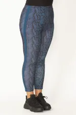 Kadın Petrol Yan Şeritli Desenli Tayt Pantolon 65N27937