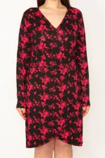 WOMEN'S BLACK SKIRT WRAPPED DRESS