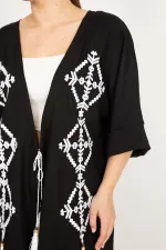 Women's Orange Plus Size Embroidered Detailed Cape