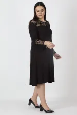 Kadın Siyah Dantel Detaylı Elbise 65N16219