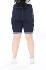 Kadın Büyük Beden Lacivert 5 Cepli Skınny Kot Şort 65N38069