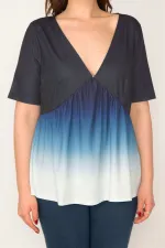 Batik Desenli V Yakalı Bluz