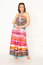 ROBE POUR FEMME BRODÉE DE PIERRES COLORÉES AVEC CRAVATE