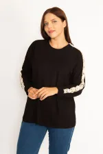 Kadın Bordo Dantel Detaylı Bluz 65N34646