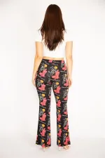 Kadın Renkli Geniş Paçalı Desenli Viskon Tayt 65N34885