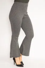 Kadın Siyah Piyedepul Desenli Pantolon 65N35111