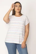 Kadın Renkli Ters Baskı Pamuklu Kumaş Bluz 65N28610