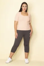 Kadın Füme Yan Şeritli Likralı Jarse Tayt Pantolon 65N28657