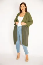 Kadın Haki Alt Kısmı Şifon Hırka 65N34879