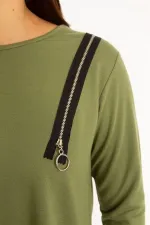 Women's Burgundy Ornamental Zippered Sweatshirt 65N34599