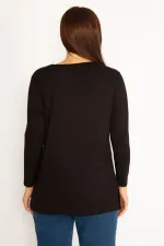 Kadın Siyah Önü Payet Detaylı Uzun Kollu Bluz 65N34724