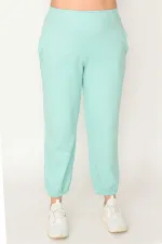 Kadın Gri Pamuklu Kumaş İçi Şardon Paça Ve Bel Lastikli Cep Detaylı Eşofman Alt  65N30436