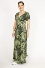 Kadın Mor Büyük Beden Anvelop Yakalı Renkli Uzun Elbise