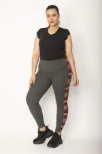 Kadın Gri Yan Detaylı Spor Tayt  65N26996