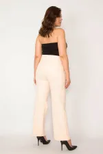 Kadın Hardal Beli Kuşak Bağlamalı Yan Gizli Fermuarlı Pantolon 65N33793