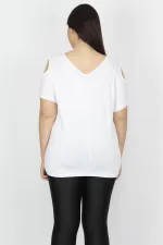 Kadın Beyaz Omuz Dekolteli Viskon Bluz 65N22698