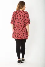 Kadın Büyük Beden Oranj Önü A Pileli V Yakalı Bluz 65N37663