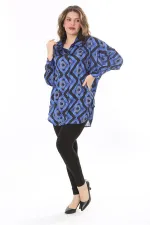 Kadın Büyük Beden Pembe Ön Düğmeli Saten Bluz 65N38017