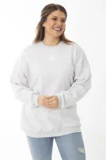 Women's Plus Size Gray Ruffled Swatshirt 65N37009