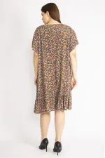 Kadın Bordo Büyük Beden Bisiklet Yakalı Etek Ucu Katlı Elbise