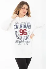 Kadın Büyük Beden Kemik İçi Şardonlu Üç İplik Kapşonlu Sweatshirt 65N37294