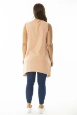 Kadın Büyük Beden Somon V Yakalı Uzun Kolsuz Bluz 65N36920