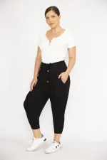 Kadın Siyah Büyük Beden Şalvar Kesim Kapri