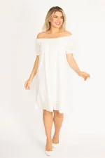 Delikiş Nakışlı Dokuma Viskon Kumaş Astarlı Yaka Ve Kol Ağzı Lastikli Etek Ucu Katlı Elbise