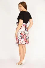 Kadın Siyah Büyük Beden Anvelop Yakalı Beli Kuşaklı Elbise