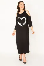 KADIN HAKİ OMUZ DEKOLTELİ ÖN BASKILI ELBİSE