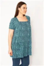 KADIN SİYAH YAKASI GİPE LASTİK VE CEP DETAYLI TUNİK