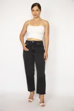 Kadın Büyük Beden Antrasit 5 Cepli Likralı Kot Pantolon