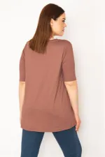 KADIN SÜTLÜKAHVE TAŞ DETAYLI BLUZ