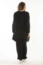 Kadın Büyük Beden Siyah Sim Detaylı Sweatshirt Pantolon İkili Takım 65N37054