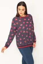 KADIN RENKLİ KALP DESENLİ RİBANALI BLUZ