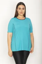 Kadın Turkuaz Biye Ve Kup Detaylı Spor Bluz 65N27223