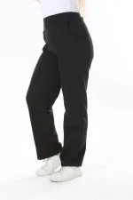 Kadın Büyük Beden Siyah Ütü İzi Çima Dikişli Yan Cepli Pantolon 65N37902