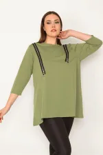 Kadın Haki Süs Fermuarlı Tunik 65N32783