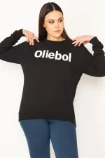 Kadın Siyah Ön Baskılı Sweatshirt 65N31485