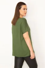 KADIN HAKİ ÖN DETAYLI BLUZ